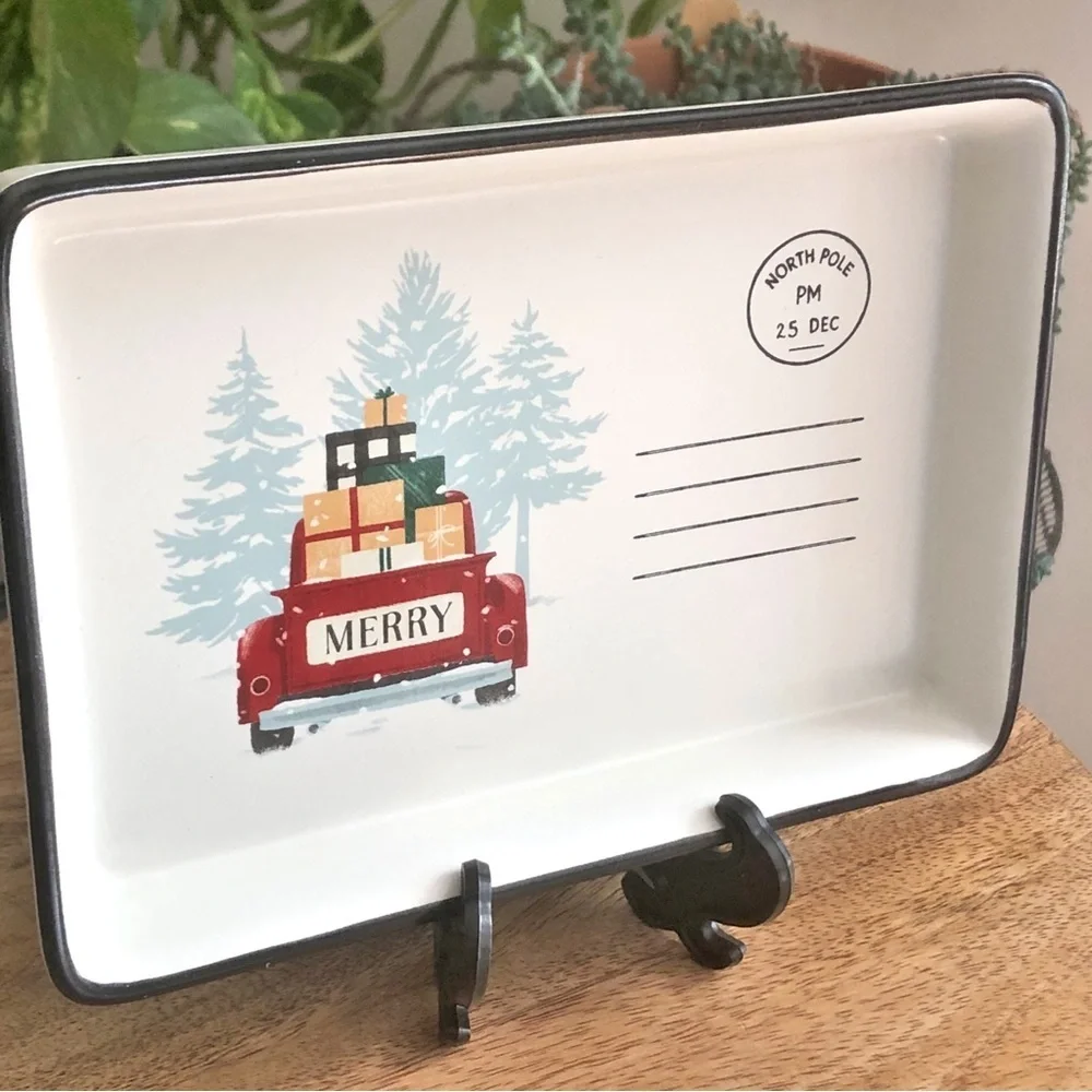Hallmark VIP 2023 Merry Christmas North Pole Postcard Ceramic 7”in Trinket Tray